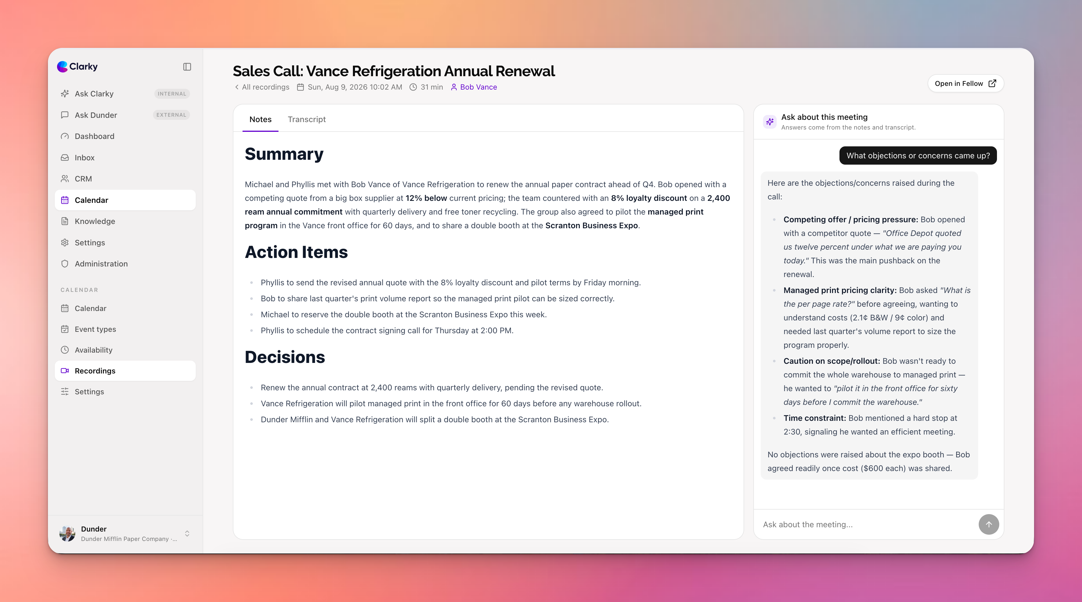 Meeting Recordings, Transcripts, and AI Meeting Chat