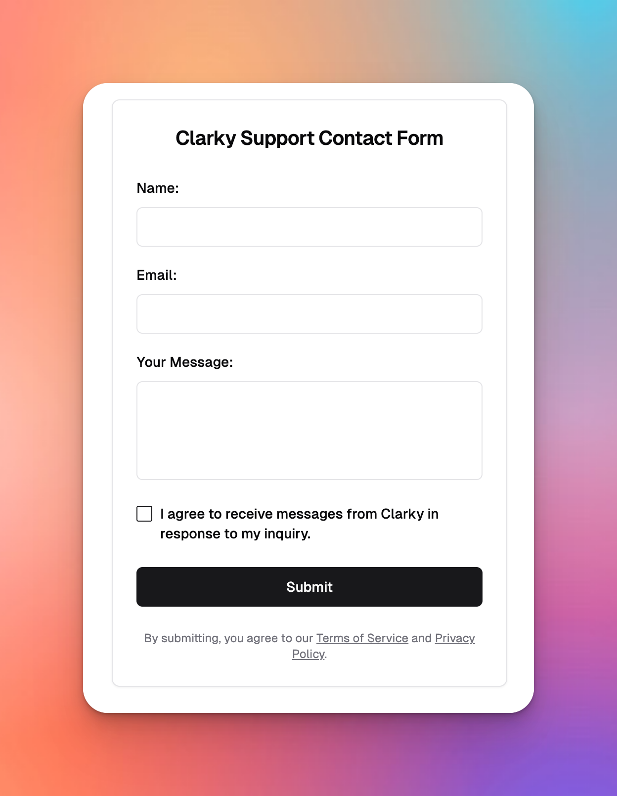 A Clarky opt-in form